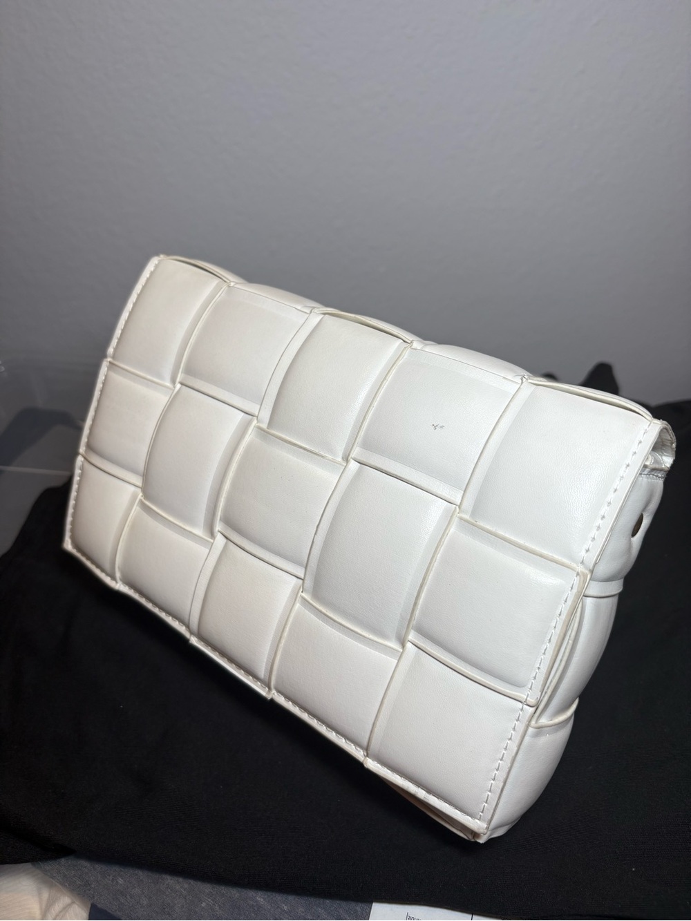 White Woven Leather Crossbody Bag